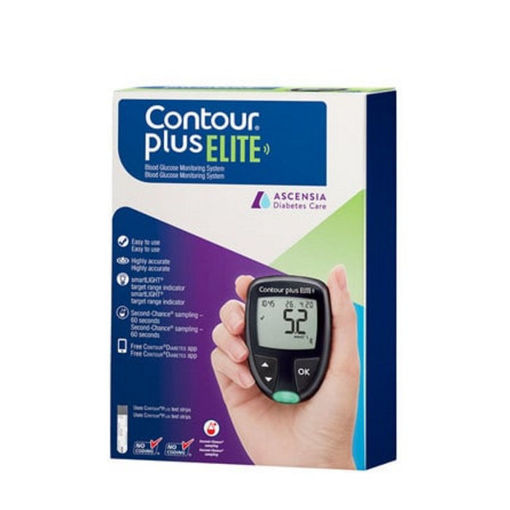 Глюкомерът КОНТУР ПЛЮС ЕЛИТ е  лесен за употреба,с функцията smartLIGHT - позволява по-лесно разчитане на резултатите, с технологията „Втори шанс“ - дава допълнителни 60 секунди, в които може да се добави допълнителна проба,с безплатно мобилно приложение contour diabetes, ползва се с тест-лентите CONTOUR PLUS.