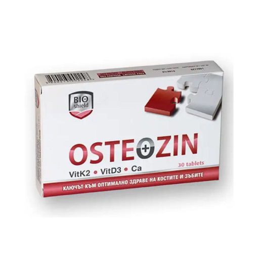 Osteozin таблетки спомагат за поддържането на здрави кости и зъби. Остеозин подобрява костната структура, допринася за поддържането на нормална костна плътност и минерализация и намалява риска от развитието на остеопороза с напредването на възрастта.