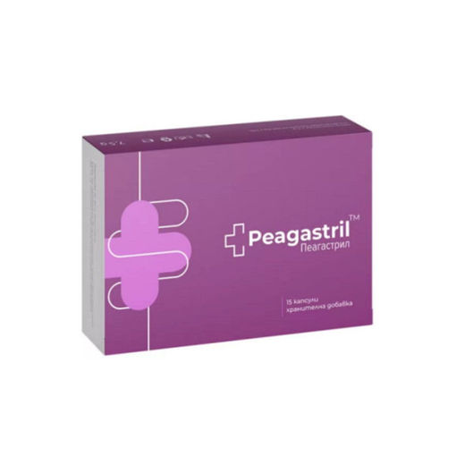 Peagastril е хранителна добавка за нормална чревна функция при болки в корема, подуване, газове, запек, нарушено храносмилане. Пеагастрил е нов нелекарствен подход, базиран на палмитоилетаноламид, мелатонин и ръжени трици, който подпомага нормалната чревна функция.