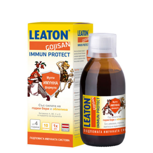 Leaton Gojisan Immun Protect сироп е хранителна добавка за деца над 4 години и възрастни, която има мощно имуностимулиращо действие. Приемът й съдейства за възстановяването на естествените защитни сили на организма