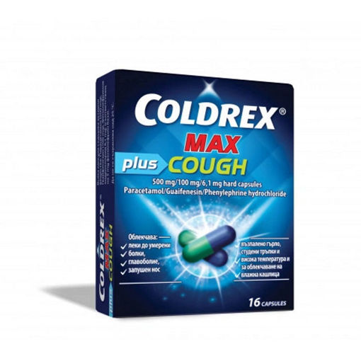 Coldrex Max Plus Cough се използва за краткосрочно облекчаване на симптомите на настинки и грип, включително леки до умерени болки, главоболие, запушен нос и възпалено гърло, студени тръпки и висока температура и за облекчаване на влажна кашлица.