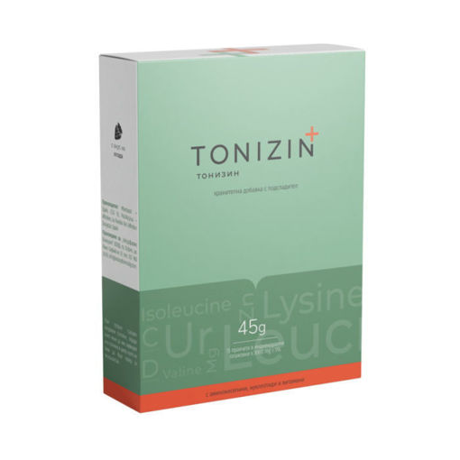 Tonizin (Тонизин) е комбиниран препарат (хранителна добавка), чийто съставки допринасят за нормалното протичане на метаболизма и производството на енергия в организма, за нормалния синтез на белтъчини и за нормалната функция на мускулите, костите и имунната система.