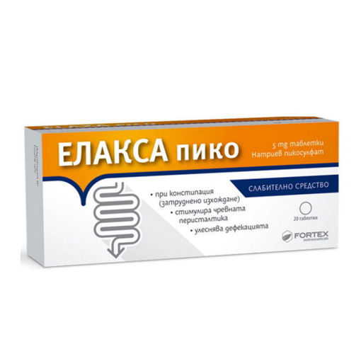 ЕЛАКСА пико се използва за приложение при пациенти с констипация (затруднено изхождане).Подготовка за диагностични процедури, преди и след опeративно лечение и при състояния, при които се изисква улесняване на изхождането.