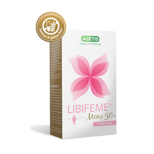 Libifem Meno 50+ e хранителна добавка, специално разработена за жените над 50-годишна възраст, която насърчава добрата сексуална жизненост и желание на жената, както и облекчава нормалните симптоми на менопаузата.