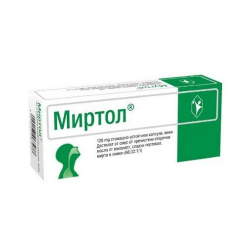 Миртол се използва за симптоматично лечение на остри и хронични бронхити и синуити. Миртол повлиява секрецията и кашлицата при заболявания на дихателните пътища, втечнява сгъстения секрет, засилва отделянето му, улеснява отхрачването и има противовъзпалителен ефект.
