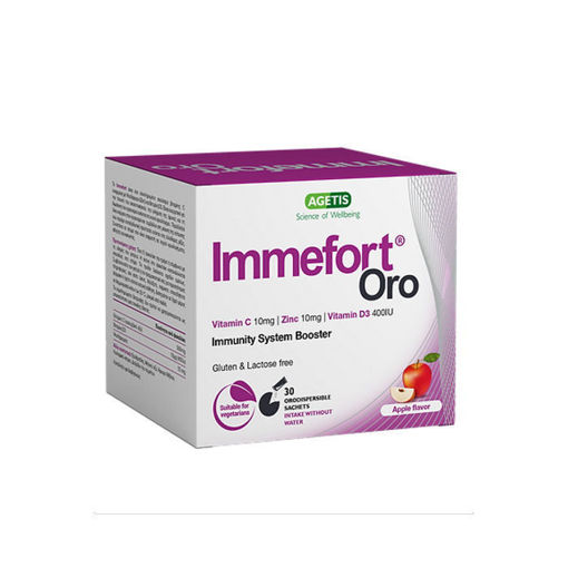 Immefort® Oro е комплексна формула от витамин С 500 mg, подсилена с цинк и витамин D3. Полезен е за подсилване на имунната система, укрепване на защитните сили на организма  и предпазва тялото от обикновена настинка и инфекция. Освен това дава енергия на тялото и осигурява антиоксидантна защита срещу свободните радикали. Препоръчва се на хора, склонни към чести настинки, спортисти и пушачи.