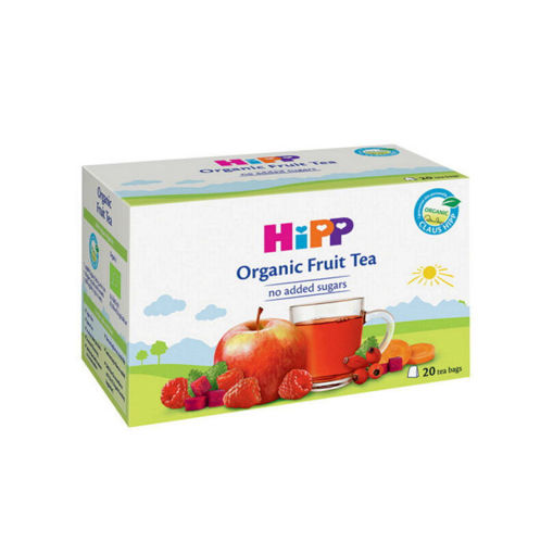 HiPP БИО плодов чай пакетчета. Без добавена захар. Щадящ зъбките. Приятен плодов вкус.