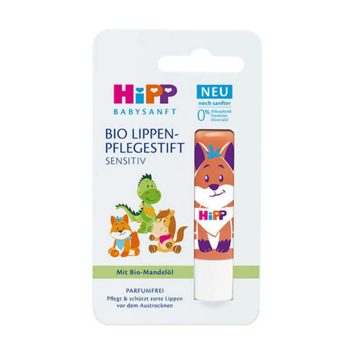 HiPP Babysanft био балсам за устни поддържа деликатни устни с висококачествени био масла, а естественият пчелен восък ги предпазва от изсушаване. Специално разработен за нуждите на децата, като не съдържа парфюм и оцветители. Лесно се нанася, не залепва и превръща грижата за устните в детска игра.