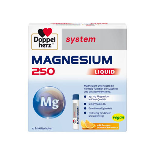 Течен магнезий за директен прием. 250 mg магнезий под формата на магнезиев цитрат 6 mg витамин В6. За нормалното функциониране на мускулите и нервната система. Директен прием и добра бионаличност. Вкус на портокал и лимон.