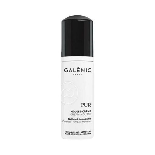 GALENIC Pur Крем-пяна, която почиства и отстранява грим от лицето. Обогатена с флорална вода от Комунига, известна с оксигениращото си и успокояващо действие, текстурата се трансформира в копринен крем за почистване, демакииране и оставя кожата в комфорт.