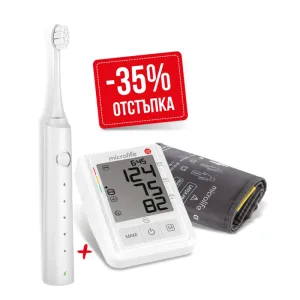 Промо комплект Мicrolife BP B3 AFIB + Microlife Clean S5 Black - звукова електрическа четка за зъби 